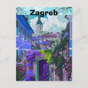 Zagreb Reiseplakat Kroatien Digitaler Druck Retro Postkarte