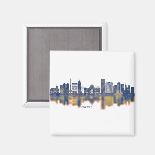 Zagreb Skyline Magnet (Vorderseite/Rückseite)