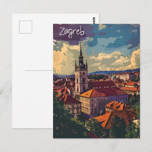 Zagreb Vintag Postkarte (Vorne/Hinten)