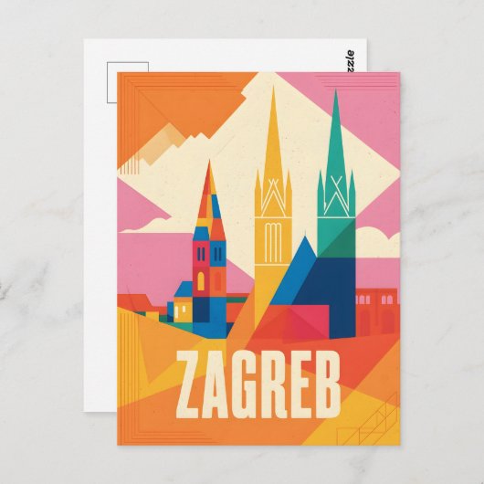 Zagreb Vintag Postkarte (Vorne/Hinten)