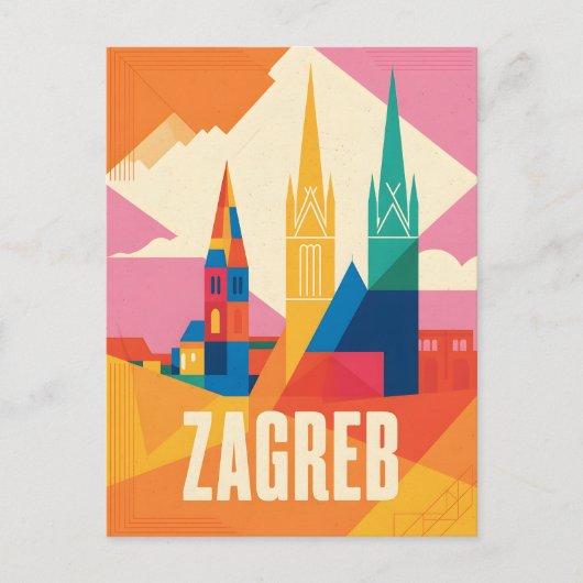Zagreb Vintage Postkarte (Vorderseite)