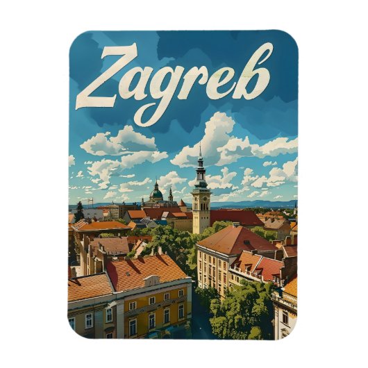 Zagreb Vintage Reise Magnet (Vertikal)