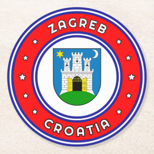Zagreber Wappen Kroatien Runder Pappuntersetzer