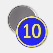 Zahl 10 in einem Kreis Magnet (Vorderseite/Rückseite)