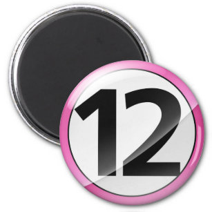 Zahl 12 rosa Magent Magnet