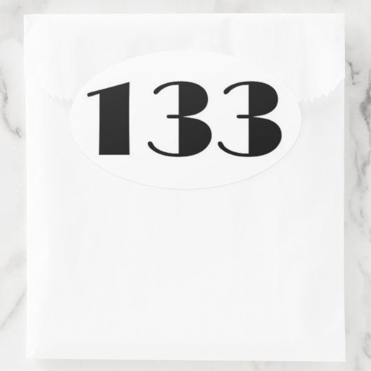 Zahl 133 Mitte Jahrhundert Ovaler Aufkleber (Tasche)