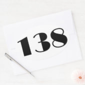 Zahl 138 Mitte Jahrhundert Ovaler Aufkleber (Umschlag)