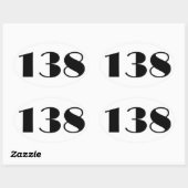 Zahl 138 Mitte Jahrhundert Ovaler Aufkleber (Blatt)