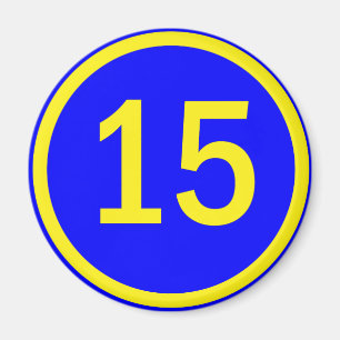 Zahl 15 in einem Kreis Magnet