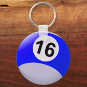 Zahl 16 Billard Ball Schlüsselanhänger (Vorderseite)