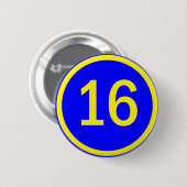 Zahl 16 in einem Kreis Button (Vorne & Hinten)