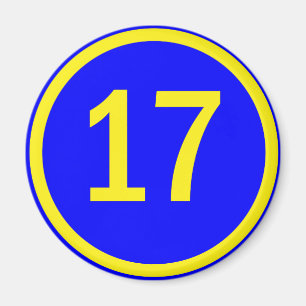 Zahl 17 in einem Kreis Magnet