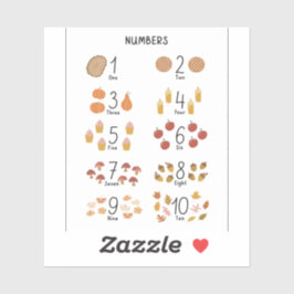 Zahl 1 - 10 in Fall Ästhetische Kinder Bildung Aufkleber