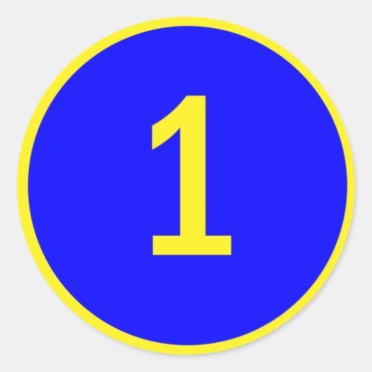 Zahl 1 in einem Kreis Runder Aufkleber (Vorderseite)