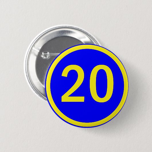 Zahl 20 in einem Kreis Button (Vorne & Hinten)