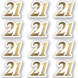 Zahl 21 Imitate Gold 21. Jahrestag Aufkleber
