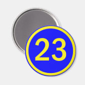 Zahl 23 in einem Kreis Magnet (Vorderseite/Rückseite)