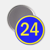 Zahl 24 in einem Kreis Magnet (Vorderseite/Rückseite)