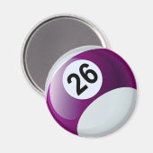 Zahl 26 Billard Ball Magnet (Vorderseite/Rückseite)