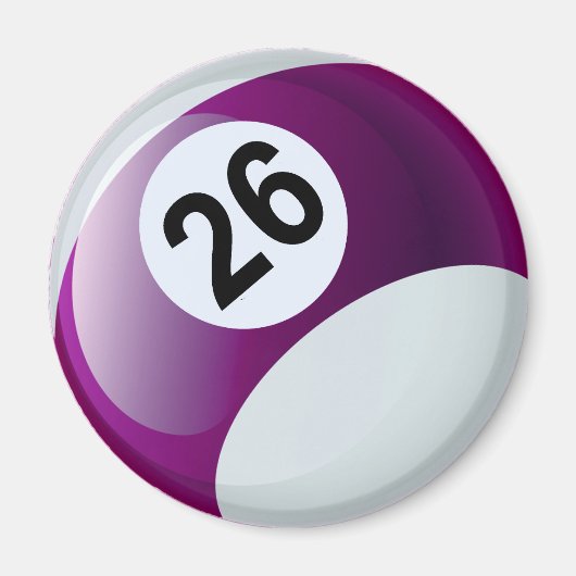 Zahl 26 Billard Ball Magnet (Vorne)