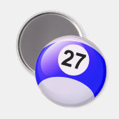 Zahl 27 Billard Ball Magnet (Vorderseite/Rückseite)