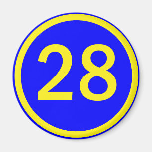 Zahl 28 in einem Kreis Magnet