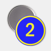 Zahl 2 im Kreis Magnet (Vorderseite/Rückseite)