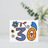 Zahl 30 Cartoon Geburtstagsalter Postkarte (Stehend Vorderseite)
