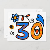 Zahl 30 Cartoon Geburtstagsalter Postkarte (Vorne/Hinten)