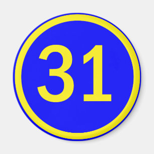 Zahl 31 in einem Kreis Magnet