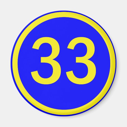 Zahl 33 in einem Kreis Magnet (Vorne)