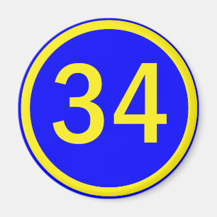Zahl 34 in einem Kreis Magnet