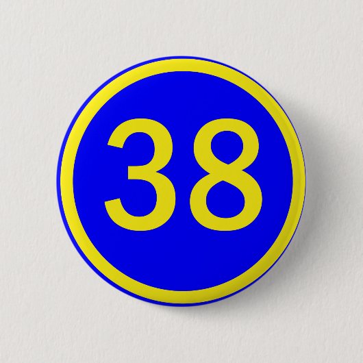 Zahl 38 in einem Kreis Button (Vorderseite)