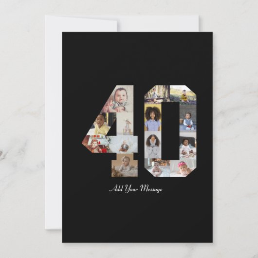 Zahl 40 FotoCollage Dankeskarte (Vorderseite)