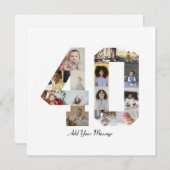 Zahl 40 FotoCollage Dankeskarte (Vorne/Hinten)