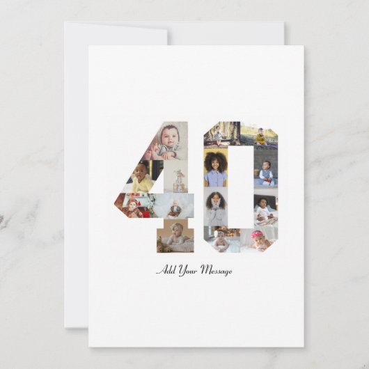 Zahl 40 FotoCollage Feiertagskarte (Vorderseite)