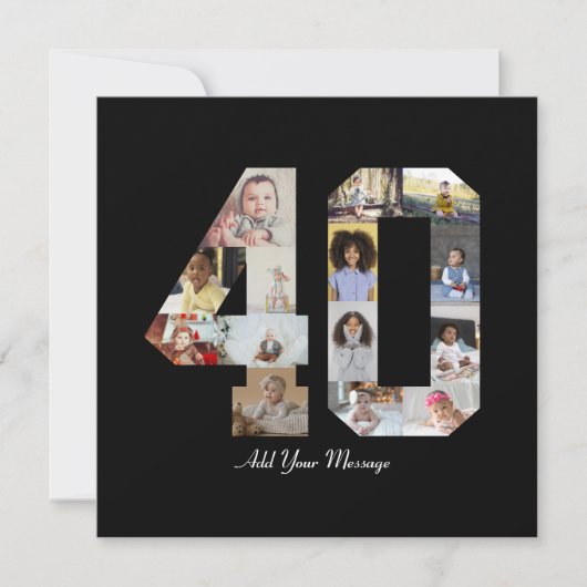Zahl 40 FotoCollage Feiertagskarte (Vorderseite)