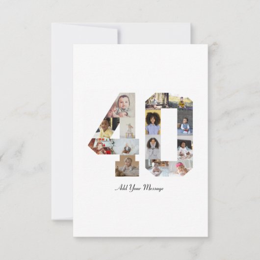 Zahl 40 FotoCollage Karte (Vorderseite)