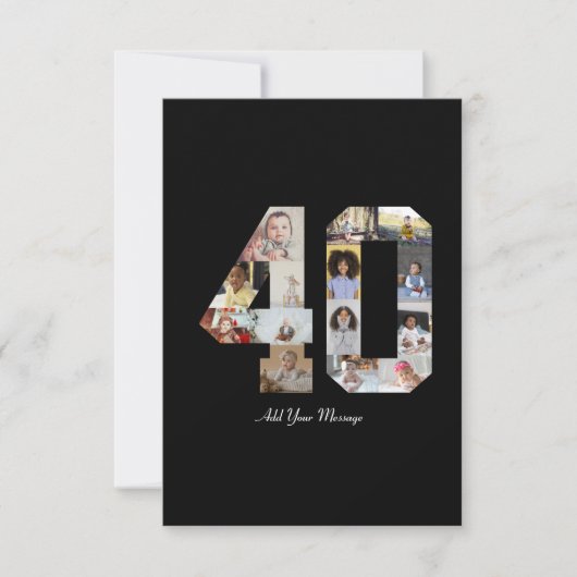 Zahl 40 FotoCollage Karte (Vorderseite)