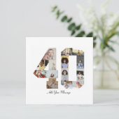 Zahl 40 FotoCollage Karte (Stehend Vorderseite)