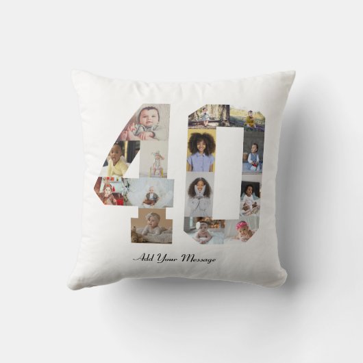 Zahl 40 FotoCollage Kissen (Rückseite)