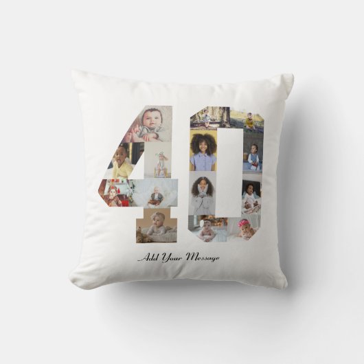 Zahl 40 FotoCollage Kissen (Vorderseite)