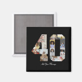 Zahl 40 FotoCollage Magnet (Vorderseite/Rückseite)