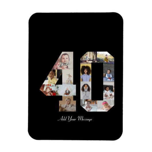 Zahl 40 FotoCollage Magnet (Vertikal)