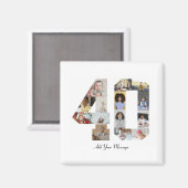 Zahl 40 FotoCollage Magnet (Vorderseite/Rückseite)