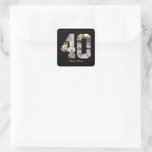 Zahl 40 FotoCollage Quadratischer Aufkleber (Tasche)