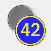 Zahl, 42, in einem Kreis Magnet (Vorderseite/Rückseite)