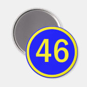 Zahl, 46, in einem Kreis Magnet (Vorderseite/Rückseite)