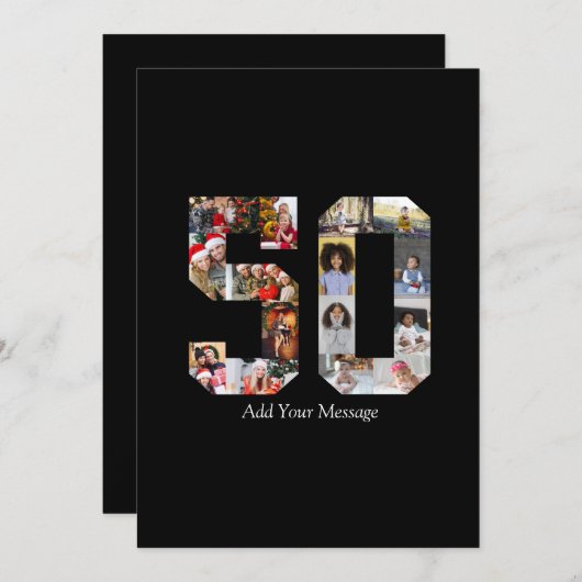 Zahl 50 FotoCollage Dankeskarte (Vorne/Hinten)