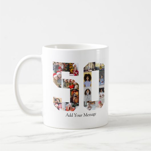 Zahl 50 FotoCollage Kaffeetasse (Links)